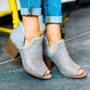 Grey Peep Toe Booties